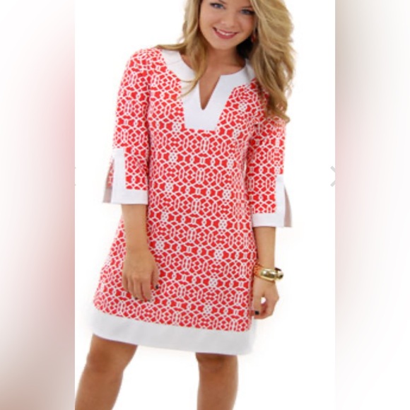 Jude Connally Dresses & Skirts - Jude Connally Holly Dress Pink white geometric tunic dress M Medium